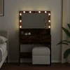 Kosmetinis staliukas su LED, dūminio ąžuolo, 80x41x134,5cm