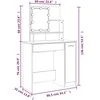Kosmetinis staliukas su LED, dūminio ąžuolo, 86,5x35x136cm