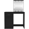 Kosmetinis staliukas su LED, juodas, 90x50x132,5cm, mediena