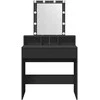 Kosmetinis staliukas su LED, juodos spalvos, 80x41x144,5cm