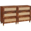 Šoninė spintelė 2 pcs Ruda 60 x 33,5 x 75 cm Kietas mango medis