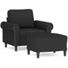 Sofa Krėslas su pakoja, juodos spalvos, 60cm, aksomas