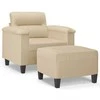 Sofa Krėslas su pakoja, kreminės spalvos, 60cm, mikropluošto audinys