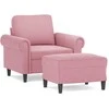 Sofa Krėslas su pakoja, rožinės spalvos, 60cm, aksomas