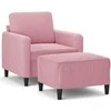 Sofa Krėslas su pakoja, rožinės spalvos, 60cm, aksomas