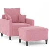 Sofa Krėslas su pakoja, rožinės spalvos, 60cm, aksomas