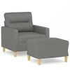 Sofa Krėslas su pakoja, tamsiai pilkos spalvos, 60cm, audinys
