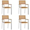 Sodo Kėdė 4 pcs Kietas akacijos medis ir nerūdijančio plieno