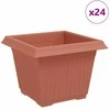 Kvadratinis gėlių vazonas 24 pcs Raudona plyta Plastmasė