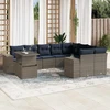 Lauko baldų komplektas 10 dalių sodo sofų komplektas su pagalvėlėmis, pilkas, poliratanas
