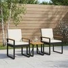 Lauko baldų komplektas 3 pcs Juoda ir kreminė balta poliratanas