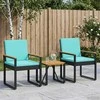 Lauko baldų komplektas 3 pcs Juoda ir turkio poliratanas