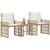 Lauko baldų komplektas 3 pcs Natūralus ir grietinėlės baltas