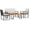 Lauko baldų komplektas 4 pcs Juoda ir kreminė balta poliratanas