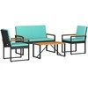 Lauko baldų komplektas 4 pcs Juoda ir turkio poliratanas