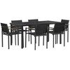 Lauko baldų komplektas 7 pcs Juoda ir Antracitas Tekstilenas