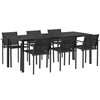 Lauko baldų komplektas 7 pcs Juoda ir Antracitas Tekstilenas