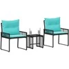 Lauko baldų komplektas 7 pcs Juoda ir turkio poliratanas