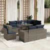 Lauko baldų komplektas 9 dalių sodo sofų komplektas su pagalvėlėmis, pilkas, poliratanas