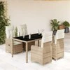 Bistro komplektas su pagalvėlėmis, 5 dalių, smėlio, poliratanas