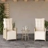 Bistro komplektas su pagalvėlėmis, 3 dalių, smėlio, poliratanas