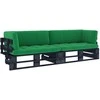 Lauko baldų komplektas Dvivietė sofa iš palečių su pagalvėlėmis, impregnuota pušis