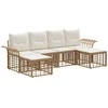 Lauko sofos komplektas 6 pcs Natūralus ir grietinėlės baltas