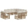 Lauko sofos komplektas 11 pcs Natūralus ir grietinėlės baltas