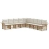 Lauko sofos komplektas 9 pcs Natūralus ir grietinėlės baltas