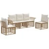 Lauko sofos komplektas 5 pcs Natūralus ir grietinėlės baltas