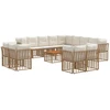 Lauko baldų komplektas Lauko sofos komplektas 14 pcs Natūralus ir grietinėlės baltas