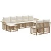 Lauko sofos komplektas 9 pcs Natūralus ir grietinėlės baltas