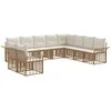 Lauko sofos komplektas 10 pcs Natūralus ir grietinėlės baltas
