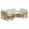 Lauko sofos komplektas 6 pcs Natūralus ir grietinėlės baltas