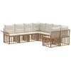 Lauko sofos komplektas 8 pcs Natūralus ir grietinėlės baltas