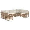Lauko sofos komplektas 9 pcs Natūralus ir grietinėlės baltas