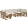 Lauko sofos komplektas 7 pcs Natūralus ir grietinėlės baltas