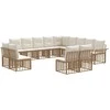 Lauko sofos komplektas 13 pcs Natūralus ir grietinėlės baltas