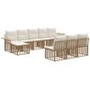 Lauko sofos komplektas 9 pcs Natūralus ir grietinėlės baltas