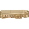 Lauko baldų komplektas Lauko sofos komplektas 7 vnt. Balta ir kreminė Poliesteris