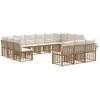 Lauko sofos komplektas 13 pcs Natūralus ir grietinėlės baltas