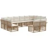 Lauko sofos komplektas 12 pcs Natūralus ir grietinėlės baltas