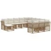 Lauko sofos komplektas 12 pcs Natūralus ir grietinėlės baltas