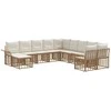 Lauko baldų komplektas Lauko sofos komplektas 11 pcs Natūralus ir grietinėlės baltas