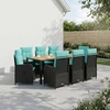 Lauko baldų komplektas Lauko valgomojo komplektas 9 vnt. Juodas and Turquoise