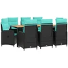 Lauko baldų komplektas Lauko valgomojo komplektas 9 vnt. Juodas and Turquoise