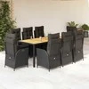 Sofa Sodo komplektas su pagalvėlėmis, 9 dalių, juodas, poliratanas