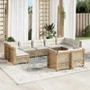 Lauko baldų komplektas Sodo komplektas su pagalvėlėmis, 9 dalių, smėlio, poliratanas