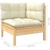 Lauko baldų komplektas Sodo komplektas su kreminėmis pagalvėlėmis, 10 dalių, pušis