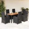 Sofa Sodo komplektas su pagalvėlėmis, 7 dalių, juodas, poliratanas